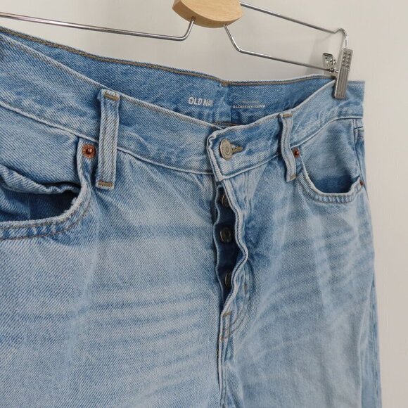 Old Navy Womens 6 High Rise Slouchy Taper Light Wash Denim Jeans Button Fly - Picture 3 of 10